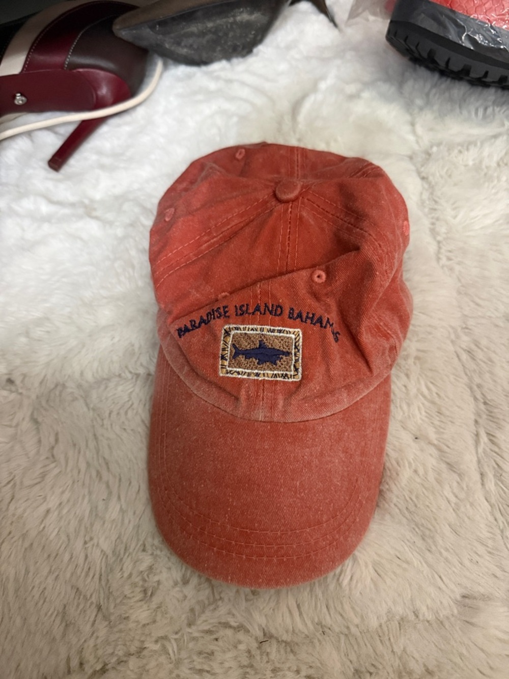 Paradise Island Bahamas Embroidered Coral Baseball Cap